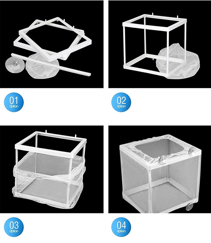 COMOK Fish Hatchery Breeder Box Aquarium Separation Net Nylon Incubator Mesh Fish Breeding Tanks Isolation Box White Square 20PCS - Image 4
